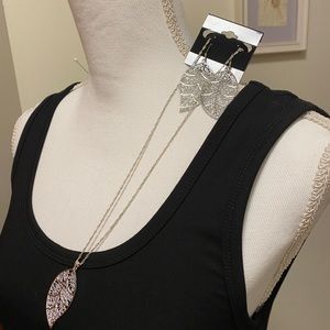 BOGO Lightweight filigree leaves earrings/necklace